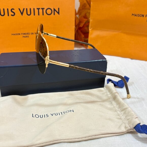 Louis Vuitton Goldtone Frame Monogram Canvas Petite Viola Pilote Sunglasses - Picture 11 of 14
